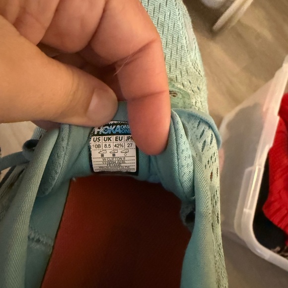 Hoka Light Blue and Red Athletic Shoes - Picture 4 of 4